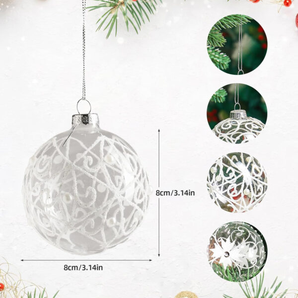 Warmiehomy Bolas del árbol de Navidad, Decoraciones de Navidad Bolas de Cristal Redondas para la celebración de Accesorios de Fiesta 4 Piezas - Imagen 3