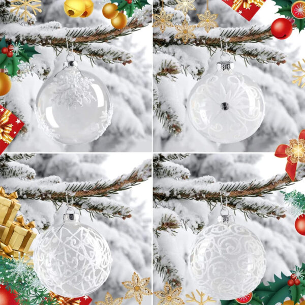 Warmiehomy Bolas del árbol de Navidad, Decoraciones de Navidad Bolas de Cristal Redondas para la celebración de Accesorios de Fiesta 4 Piezas - Imagen 4