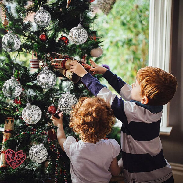 Warmiehomy Bolas del árbol de Navidad, Decoraciones de Navidad Bolas de Cristal Redondas para la celebración de Accesorios de Fiesta 4 Piezas - Imagen 5