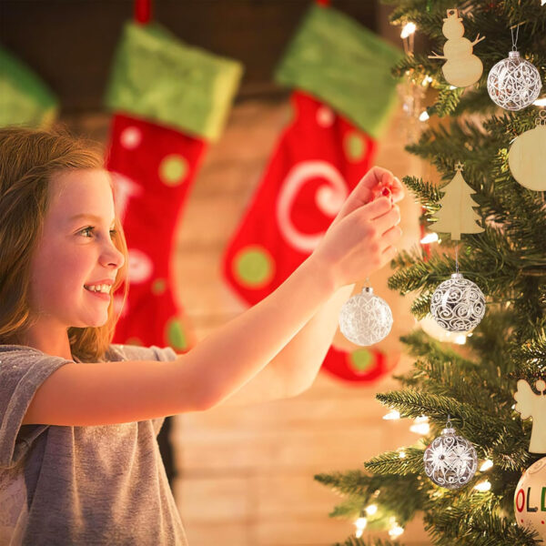 Warmiehomy Bolas del árbol de Navidad, Decoraciones de Navidad Bolas de Cristal Redondas para la celebración de Accesorios de Fiesta 4 Piezas - Imagen 6