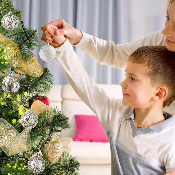 Warmiehomy Bolas del árbol de Navidad, Decoraciones de Navidad Bolas de Cristal Redondas para la celebración de Accesorios de Fiesta 4 Piezas - Imagen 7