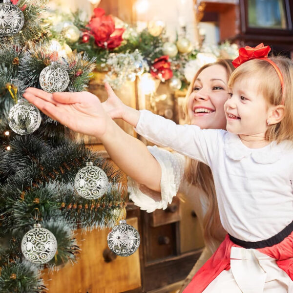 Warmiehomy Bolas del árbol de Navidad, Decoraciones de Navidad Bolas de Cristal Redondas para la celebración de Accesorios de Fiesta 4 Piezas - Imagen 9