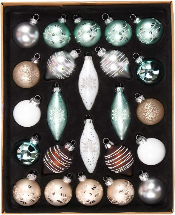 Valery Madelyn 24pcs Bolas de Navidad de Cristal de 6-10cm, Adornos de Navidad para Árbol de Vidrio, Bolas de Navideños Decoración para Colgante