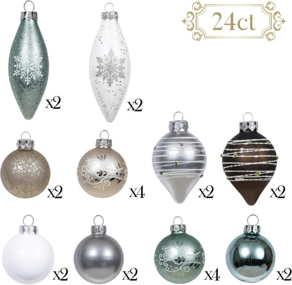 Valery Madelyn 24pcs Bolas de Navidad de Cristal de 6-10cm, Adornos de Navidad para Árbol de Vidrio, Bolas de Navideños Decoración para Colgante - Imagen 7