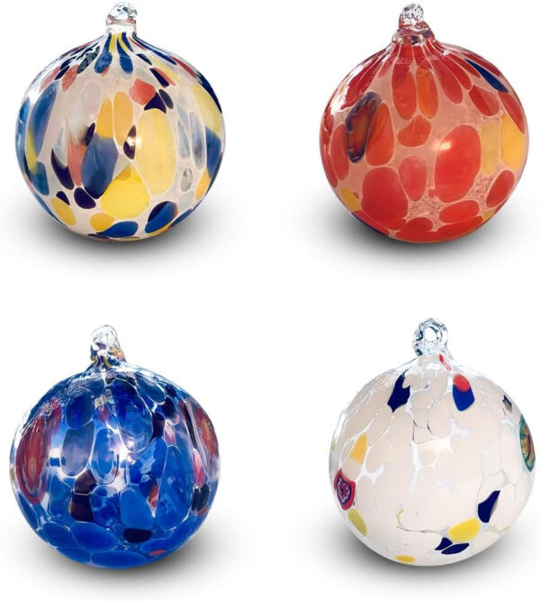 Gocce di Murano Bolas de Navidad de Cristal de Murano Paquete de 6 Bolas Grandes de Cristal soplado de Colores, elaboración Artesanal Elegantes Adornos navideños para árbol de Navidad Personalizado