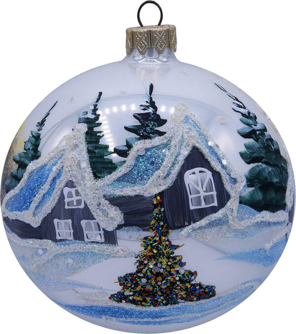 Vitbis 0505202A0051 Bola de Navidad de Vidrio Blanco Decorado, 100 mm (3,93 ")