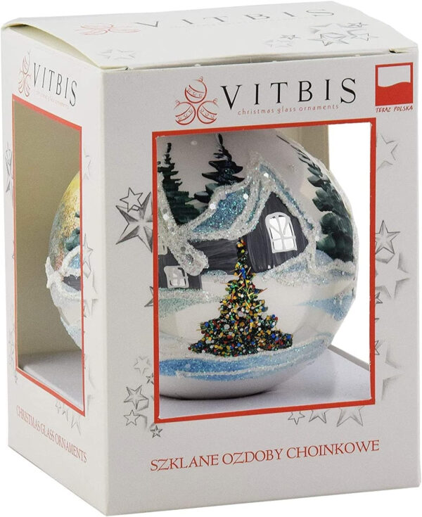 Vitbis 0505202A0051 Bola de Navidad de Vidrio Blanco Decorado, 100 mm (3,93 ") - Imagen 5