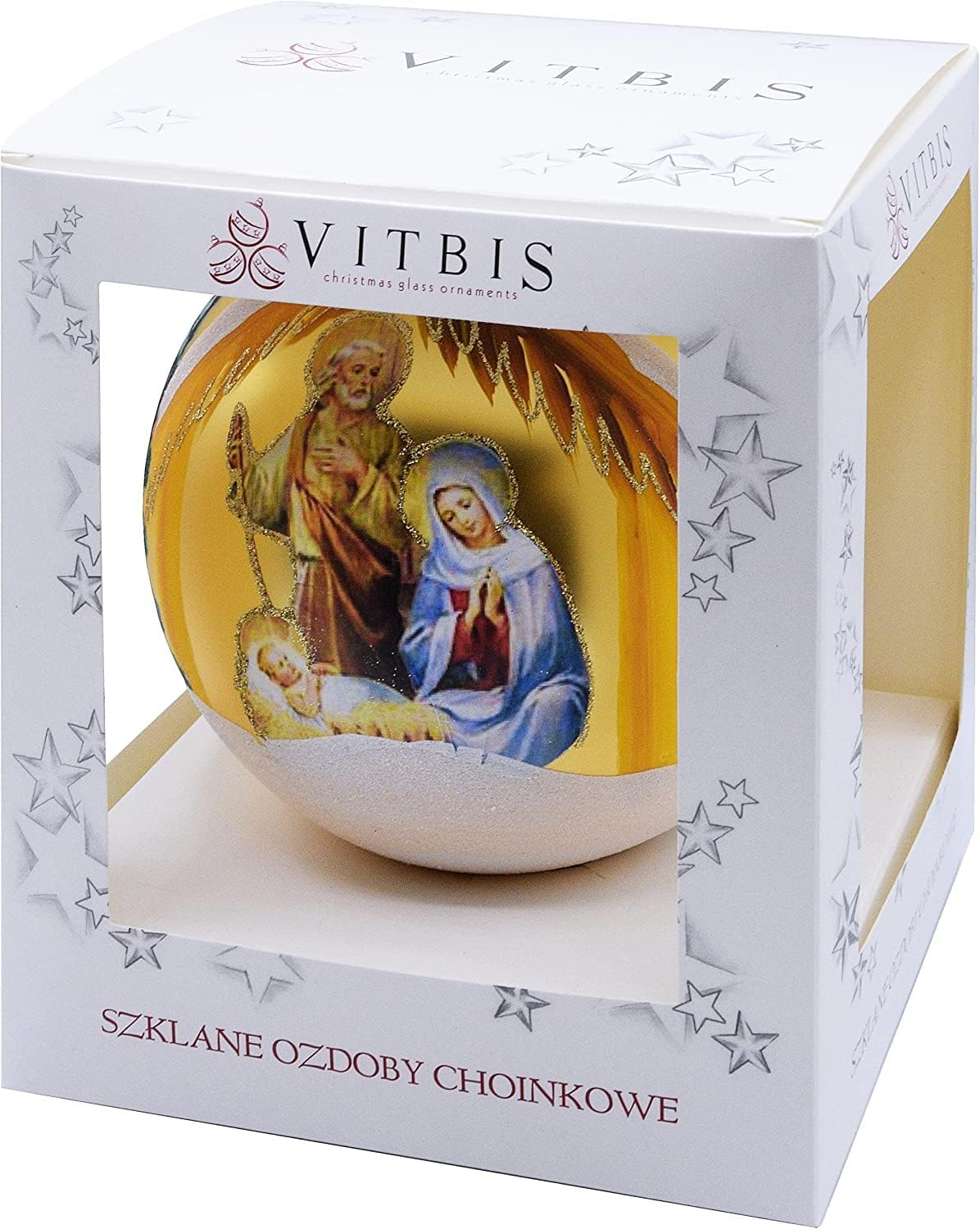 VITBIS Glass Ball for Christmas Tree Decoration, Large and Unique Balls, 15 cm Diameter, Gold Color, Hand Decorated, Hand Painted, Unique Christmas Decoration - Image 4