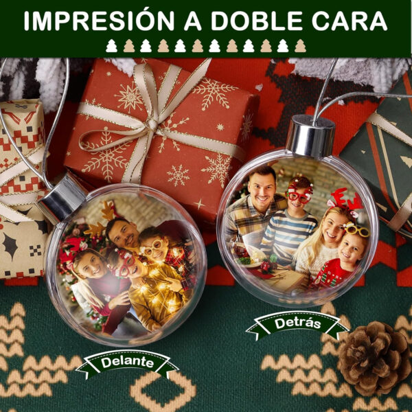 Bola de Navidad Personalizada con Foto, Adornos para Decorar el Árbol, Regalo para Familiares, Amigos - Imagen 4