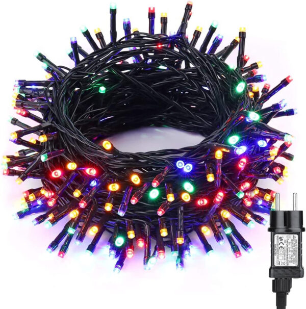 BrizLabs Cadena de Luces Navidad, 15M 100 LED Árbol de Navidad Luces de Hadas Exterior 8 Modos Impermeable Blanco Cálido Guirnarldas Luces Decorativas Interior para Navidad Fiestas Jardín (Multicolor)