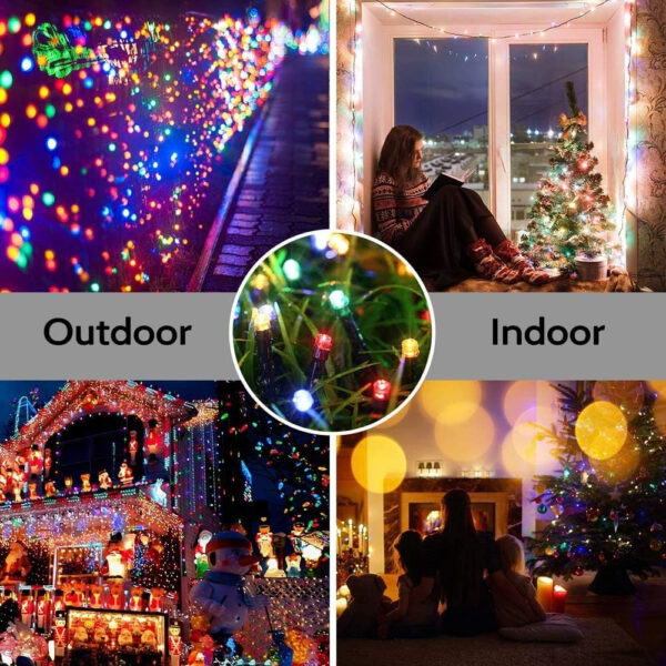 BrizLabs Cadena de Luces Navidad, 15M 100 LED Árbol de Navidad Luces de Hadas Exterior 8 Modos Impermeable Blanco Cálido Guirnarldas Luces Decorativas Interior para Navidad Fiestas Jardín (Multicolor) - Imagen 6