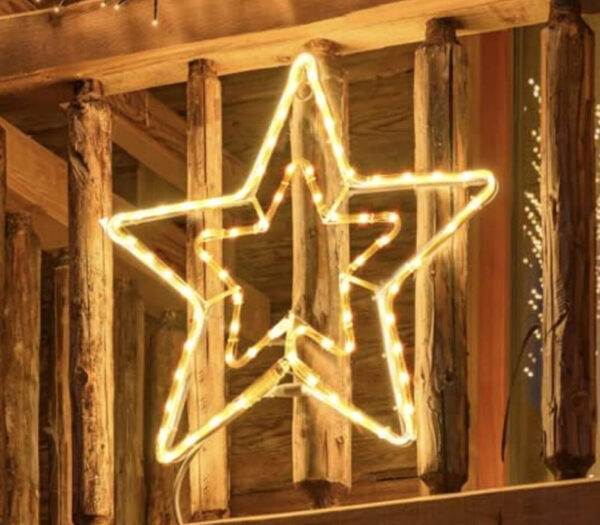 Estrella luminosa de Navidad grande para colgar con tubo luminoso 90 luces LED 8 juegos luz para decoración casa jardín adornos, interior y exterior, envío en 24 horas (luz caliente)