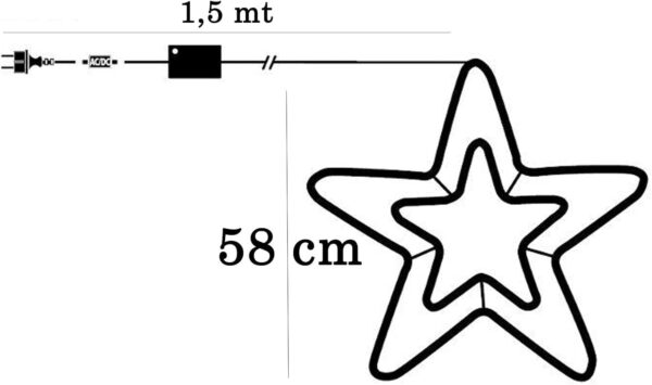 Estrella luminosa de Navidad grande para colgar con tubo luminoso 90 luces LED 8 juegos luz para decoración casa jardín adornos, interior y exterior, envío en 24 horas (luz caliente) - Imagen 6