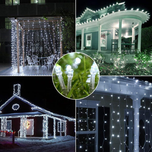 BrizLabs Cadena de Luces Navidad, 20m 200 LED Guirnalda Luces Interior con Pilas 8 Modos Luz Arbol de Navidad Exterior Impermeable Luminosa para Habitación Ventana Jardín Terraza Boda, Blanco Frío - Imagen 8