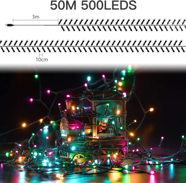 Elegear 100M 1000 LED Luces Navidad con Enchufe, Luz Arbol Natal Exterior Impermeable con 8 Modos para Fiesta, Casa, Boda, Jardín y Decoración Interior, Guirnalda Cadena Luminosas de Hada, Colores - Imagen 7