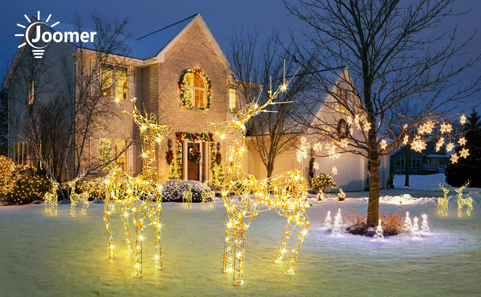 Figuras de reno blanco cálido luces navideñas 