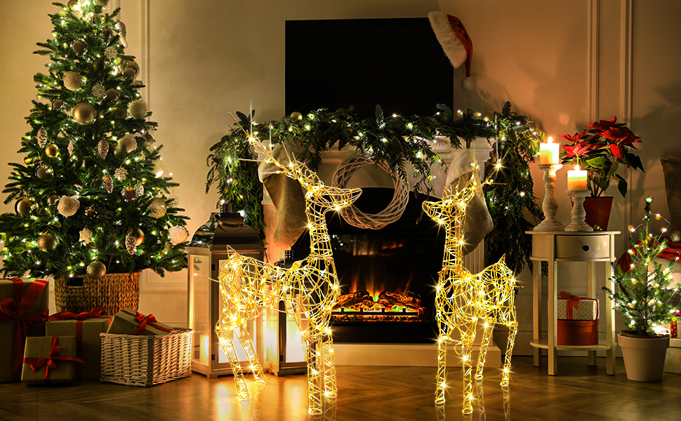 ciervo de navidad con luces