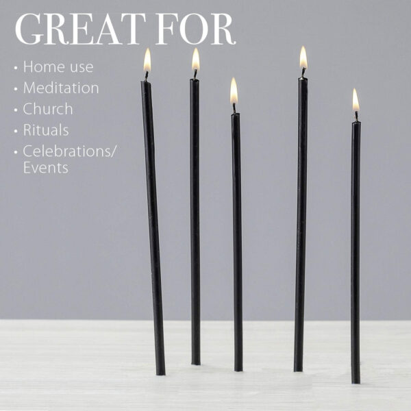 Danilovo Velas cónicas de cera de abejas (negro) – Velas rituales, velas ortodoxas para oración, decoración, Navidad – Alto, plegable, N100, altura 16,5 cm, Ø 5,7 mm (250 unidades – 1000 g) - Imagen 4