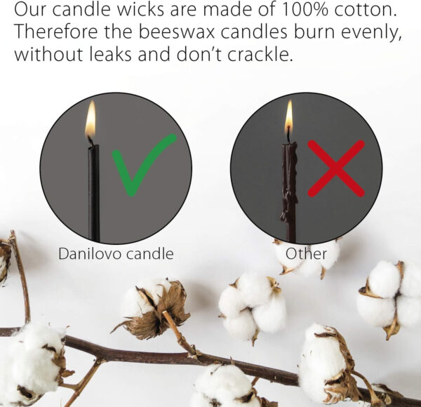 Danilovo Velas cónicas de cera de abejas (negro) – Velas rituales, velas ortodoxas para oración, decoración, Navidad – Alto, plegable, N100, altura 16,5 cm, Ø 5,7 mm (250 unidades – 1000 g) - Imagen 6