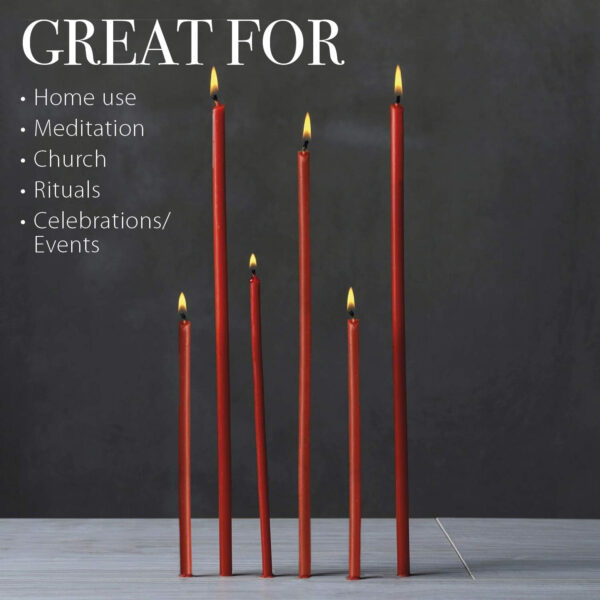 Danilovo Ritual - Velas de cera de abeja (rojo) – Velas ortopédicas para decoración N120 – Altura: 16 cm, diámetro 5,4 mm (400 unidades – 1334 g) - Imagen 11