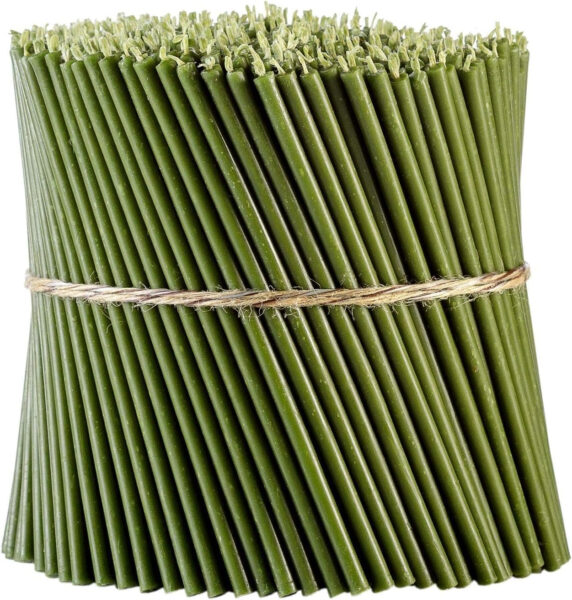 Danilovo Beeswax Candles (Green) – Orthodox Candles for Prayer, Rituals, Table Decoration, N100, Height 16.5 cm, 200 Units