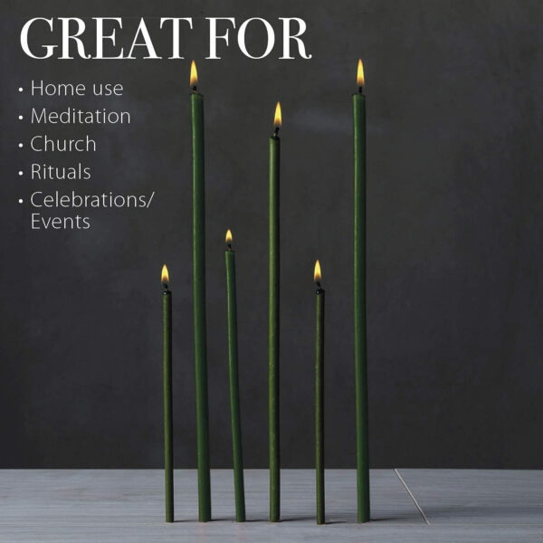 Danilovo Velas de Cera de Abeja (Verde) – Velas Ortodoxas Para Oración, Rituales, de Decoración de Mesa, N100, Altura 16,5 cm, 200 Unidades - Imagen 4