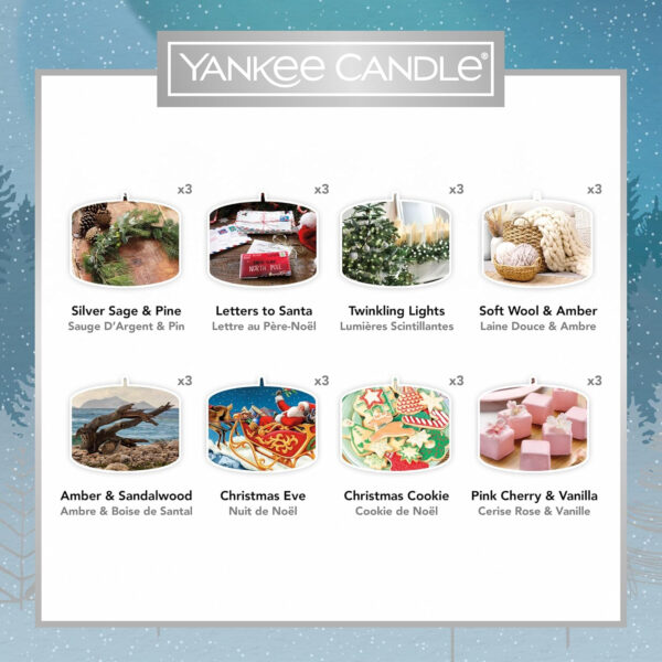 Yankee Candle, Calendario de Adviento 2023 Corona, Juego de regalo de velas perfumadas, 24 velas de té perfumadas y 1 portavelas, Colección Bright Lights - Imagen 4