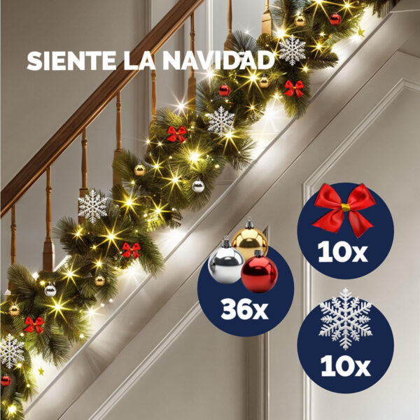 Casaria Guirnalda de Navidad Abeto 5m 80LEDs Blanco Cálido Incluye Decoración Navideña Interior Exterior - Imagen 5