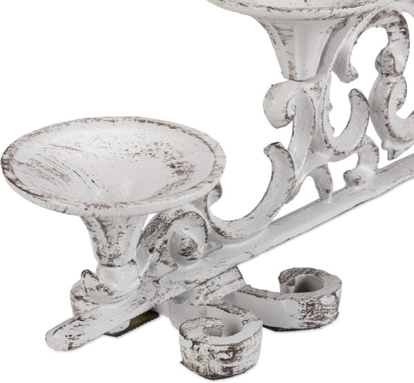 Relaxdays Candelabro Antiguo 5 Brazos, Soporte Velas Vintage, Portavelas, 1 ud., 20x59x9,5 cm, Hierro Fundido, Blanco - Imagen 8