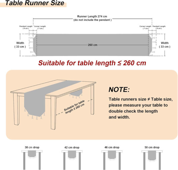 TOPLUXE Camino de Mesa de Tela Navidad, Decoración para Mesa Navideña de Comedor/Hotel/Restaurante/Festival Navidad (33x274 cm, Patrón Navidad) - Imagen 5