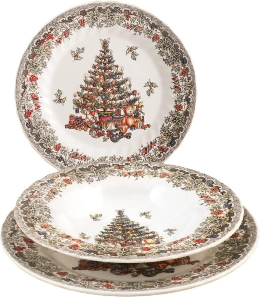 Churchill Season Greetings Vajilla 18 Piezas, Blanco Marfil, Gres