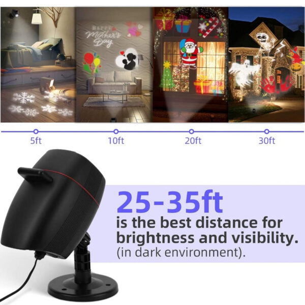 OUSFOT Proyector Navidad Exterior de 16 HD Patrones Lámpara de Proyección Navidad LED Luces de Proyector IP 65 Instalación Impermeable 2 en 1 para Navidad Halloween Fiesta de Bodas - Imagen 3