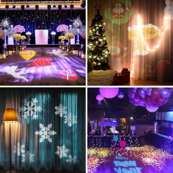 OUSFOT Proyector Navidad Exterior de 16 HD Patrones Lámpara de Proyección Navidad LED Luces de Proyector IP 65 Instalación Impermeable 2 en 1 para Navidad Halloween Fiesta de Bodas - Imagen 4