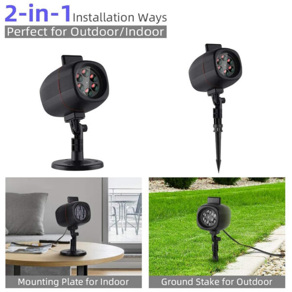 OUSFOT Proyector Navidad Exterior de 16 HD Patrones Lámpara de Proyección Navidad LED Luces de Proyector IP 65 Instalación Impermeable 2 en 1 para Navidad Halloween Fiesta de Bodas - Imagen 5