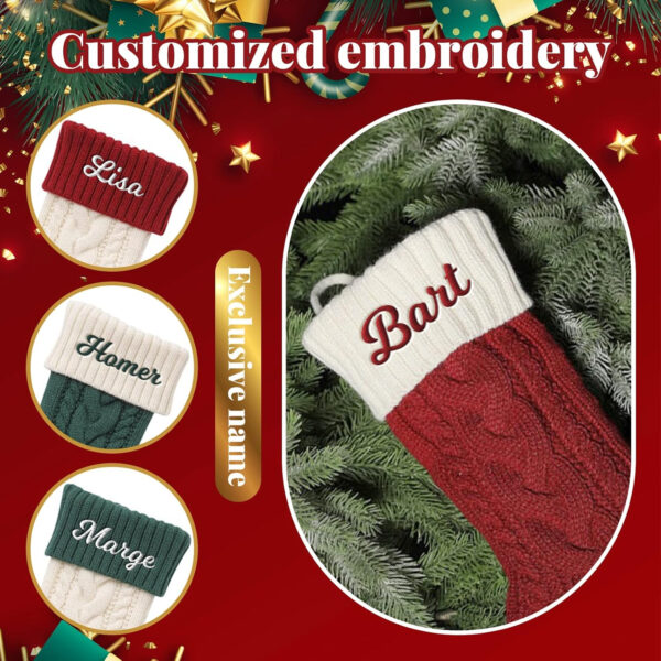 NIBESSER Calcetines Navidad Chimenea Personalizado con Nombre Botas de Navidad para Colgar Calcetines Navideños Papá Noel Christmas Stocking Idea Regalo para Decoración Navideña (Estilo A, 4 Piezas) - Imagen 5