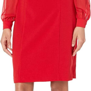 DKNY Vestido Tubo de Manga de Gasa con Ojo de Cerradura Mujer