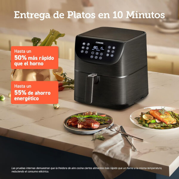 COSORI Freidora de Aire Duradera 5.5 L Air Fryer 1700W, Tecnología Rapid Air, 55% Menos Energía, 13 Automáticos Modos, Uso Sencillo, Panel Táctil Intuitivo, Acero Inox Interior, Hasta 205 °C y 60 Min - Imagen 3