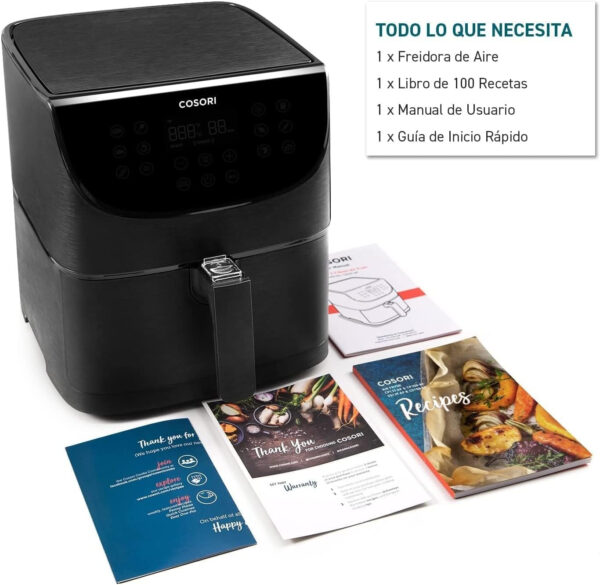 COSORI Freidora de Aire Duradera 5.5 L Air Fryer 1700W, Tecnología Rapid Air, 55% Menos Energía, 13 Automáticos Modos, Uso Sencillo, Panel Táctil Intuitivo, Acero Inox Interior, Hasta 205 °C y 60 Min - Imagen 14