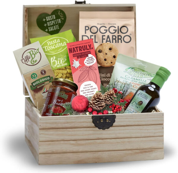 Speciale Italia - Caja de regalo "Bio and Nature", centro de mesa de céramica con productos organicos y gastronómicos [8 piezas]