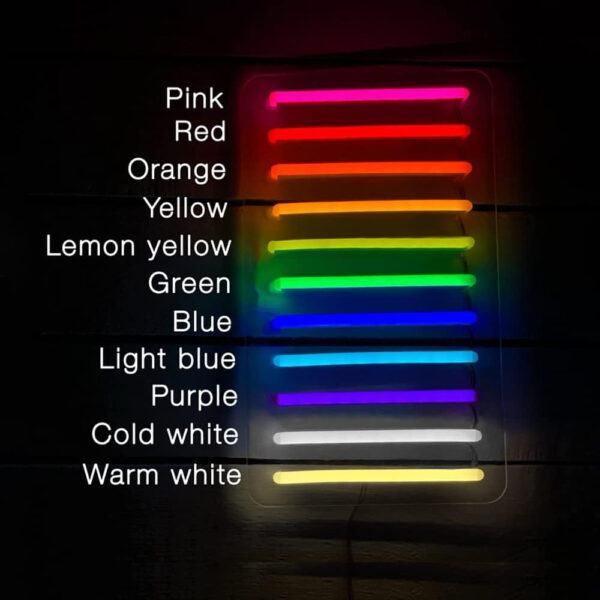 KAEGORT Neon Personalizado, Neon Carteles Custom para Decoración de Pared Letrero Neon Luminoso Letras Neon Personalizadas para Boda Cumpleaños Fiestas Bar Tiendas(26-150cm, 1-3 líneas, 11 colores) - Imagen 9