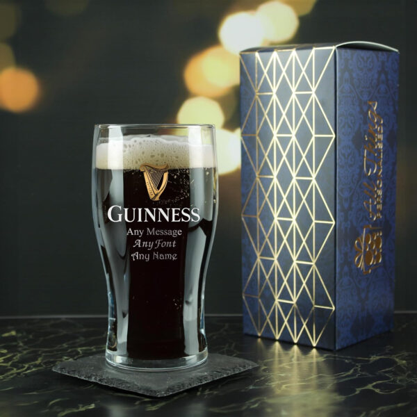 Copa Guinness con grabado personalizable, en caja de regalo, personalizable con cualquier mensaje para cualquier ocasión - Imagen 4