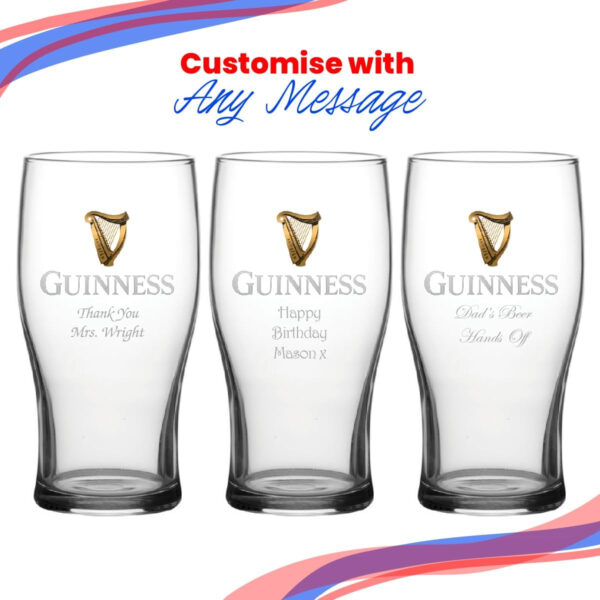 Copa Guinness con grabado personalizable, en caja de regalo, personalizable con cualquier mensaje para cualquier ocasión - Imagen 5