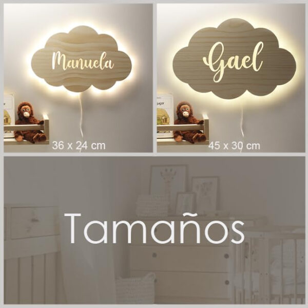 DEHOME Lámpara de Pared para Habitación Infantil LED Personalizada Nube – Lámpara para Bebé Color Blanco Cálido con Nombre – Regalo personalizado - Imagen 5