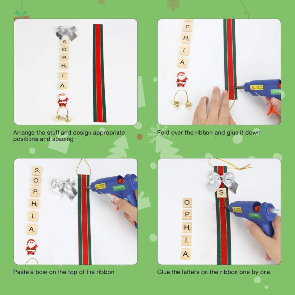 Adornos de Navidad Decoraciones de árbol Artesanías para Niñas Adultos Niños Kit DIY Personalizado Regalo Cinta Scrabble Azulejos Campanas Rústico Colgante Colgante Decoración Interior - Imagen 6