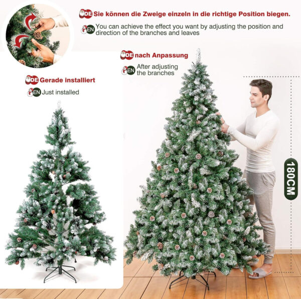 YORBAY Árbol de Navidad Artificial con Luces Led de Color Blanco cálido y Blanco Nevado Grande (180 cm 340LED) - Imagen 6