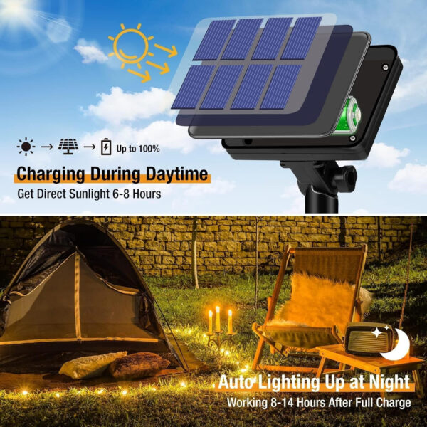 btfarm 2 Paquete Guirnaldas Luces Exterior Solar, Totalmente 30M 300 LED, 8 Modos Cadena de Luces Decoracion para Terraza, Fiestas, Bodas, Patio, Jardines (Blanco Calido) - Imagen 3