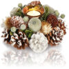 com-four® Portavelas - Portavelas Decorativo para Navidad y otoño - Portavelas con Materiales Naturales - Artesanía (Arreglo de adviento - 1 Vela)