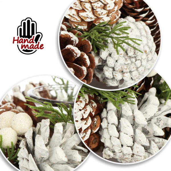 com-four® Portavelas - Portavelas Decorativo para Navidad y otoño - Portavelas con Materiales Naturales - Artesanía (Arreglo de adviento - 1 Vela) - Imagen 5