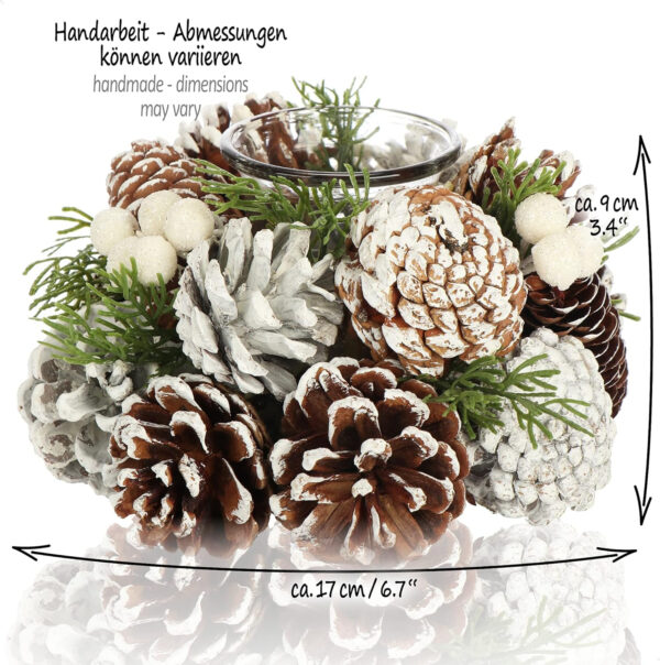 com-four® Portavelas - Portavelas Decorativo para Navidad y otoño - Portavelas con Materiales Naturales - Artesanía (Arreglo de adviento - 1 Vela) - Imagen 6