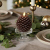 Luminara Pinecone - Velas sin llama, acabado marrón calcáreo, figura de cono de pino, velas LED sin perfume, funciona con pilas, con temporizador, decoración navideña de centro de mesa (3.5 x 4